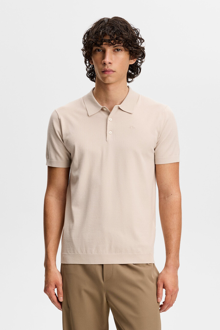 ridge knitted polo