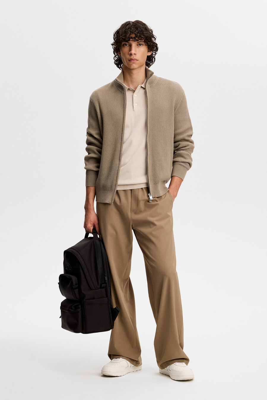 ridge knitted polo