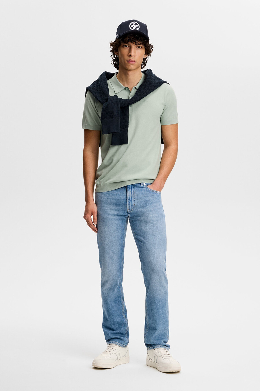 ridge knitted polo