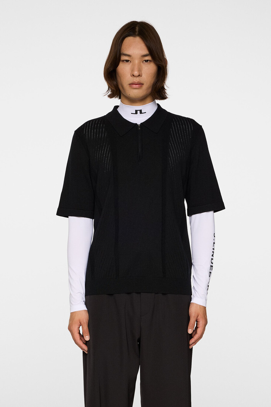 remy structure zip knit polo