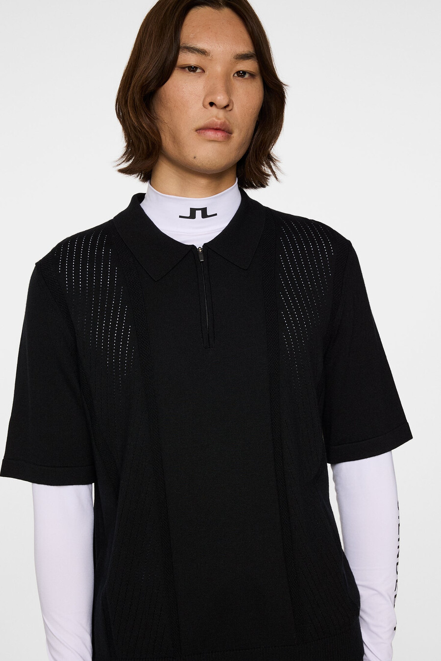 remy structure zip knit polo