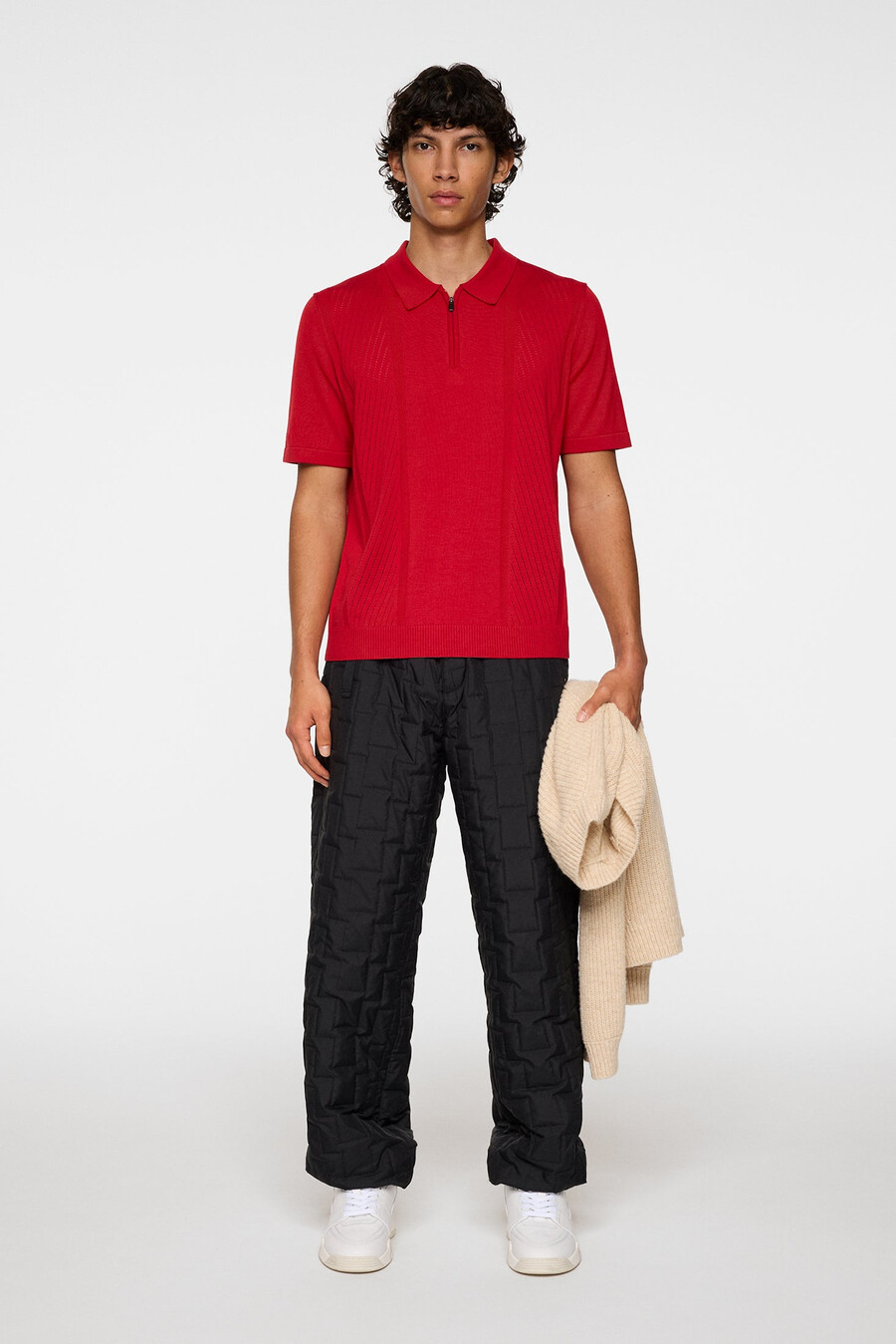 remy structure zip knit polo
