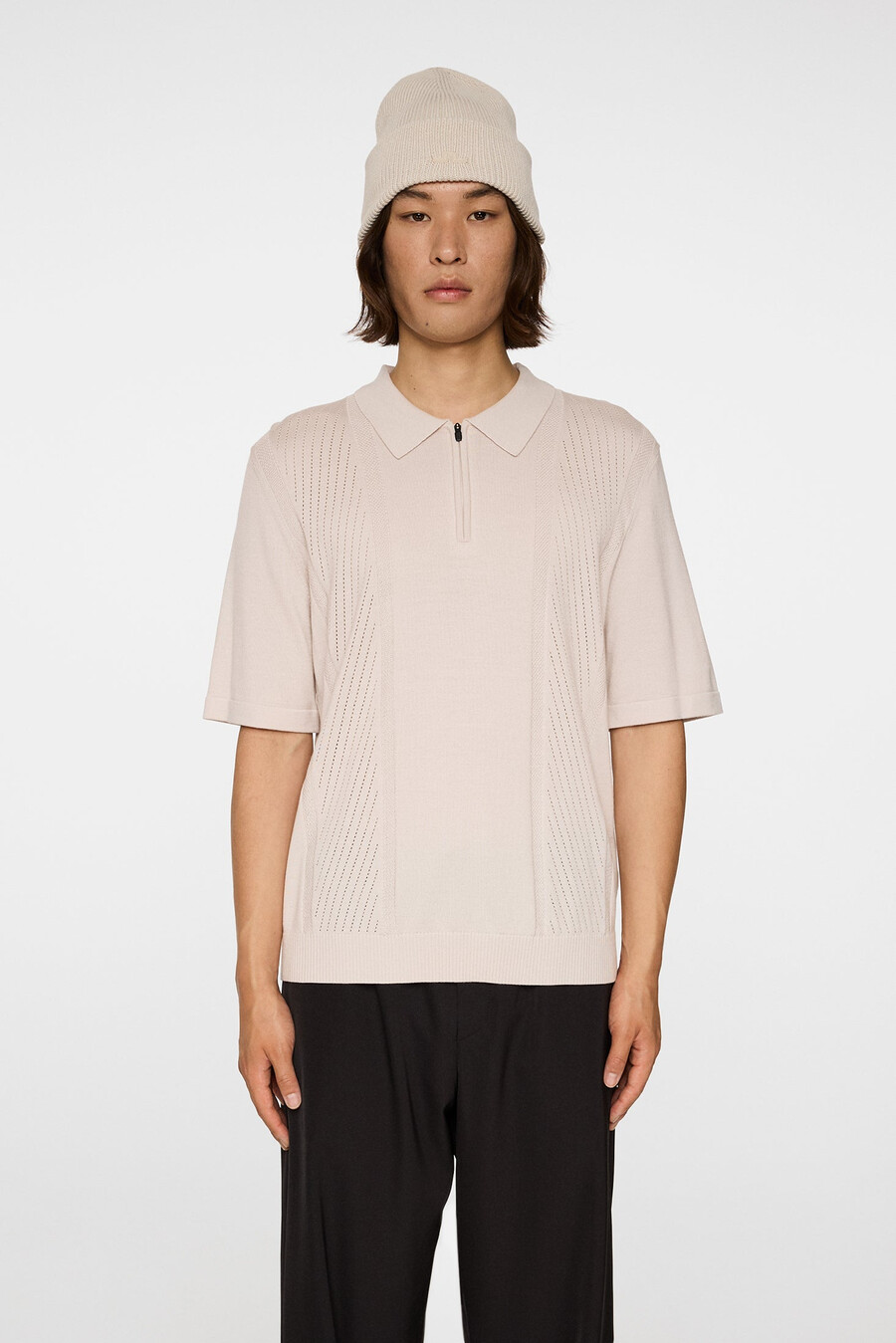 remy structure zip knit polo