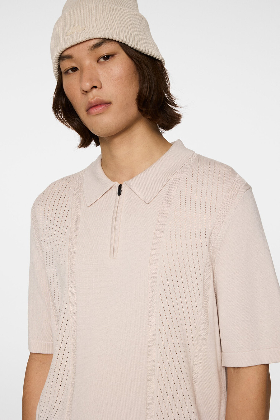 remy structure zip knit polo
