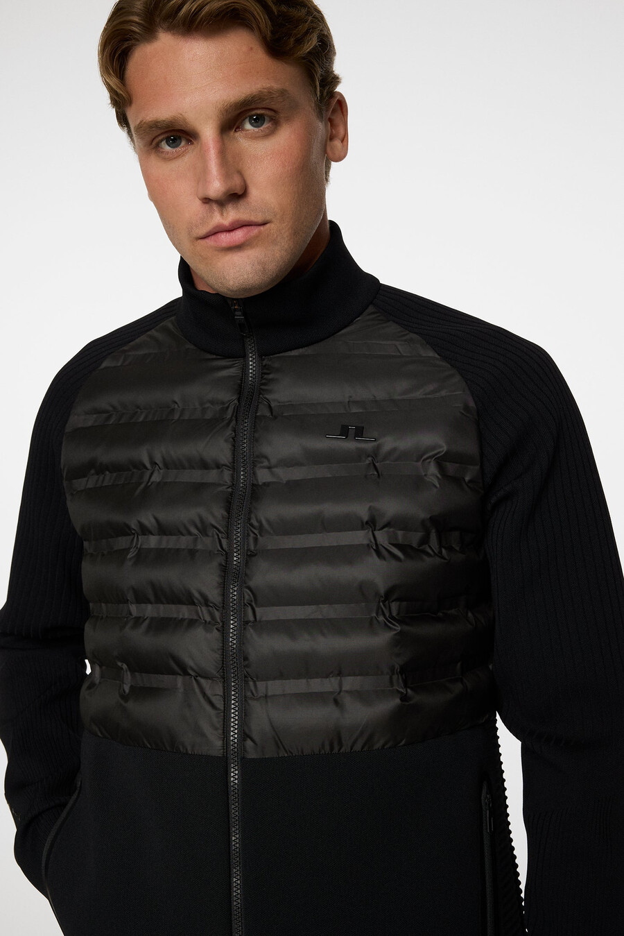 aziel tech knit zip sweater