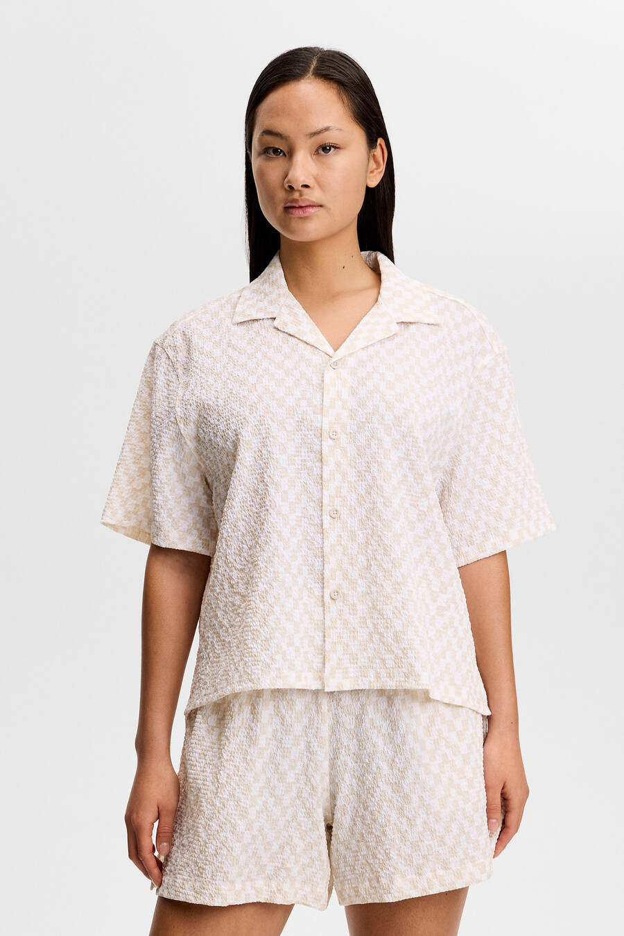 liv crinkle nylon shirt