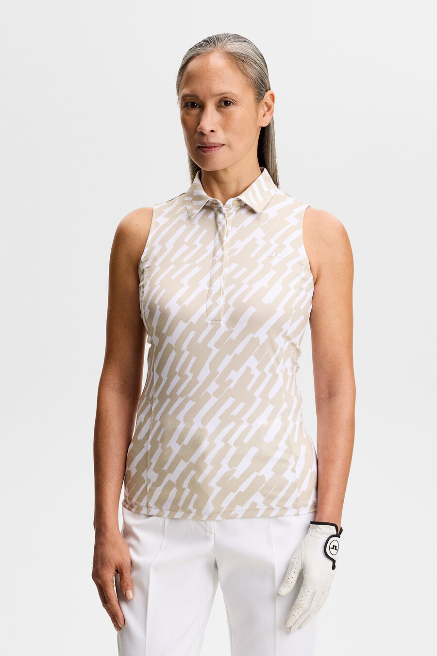 dena print sleeveless polo
